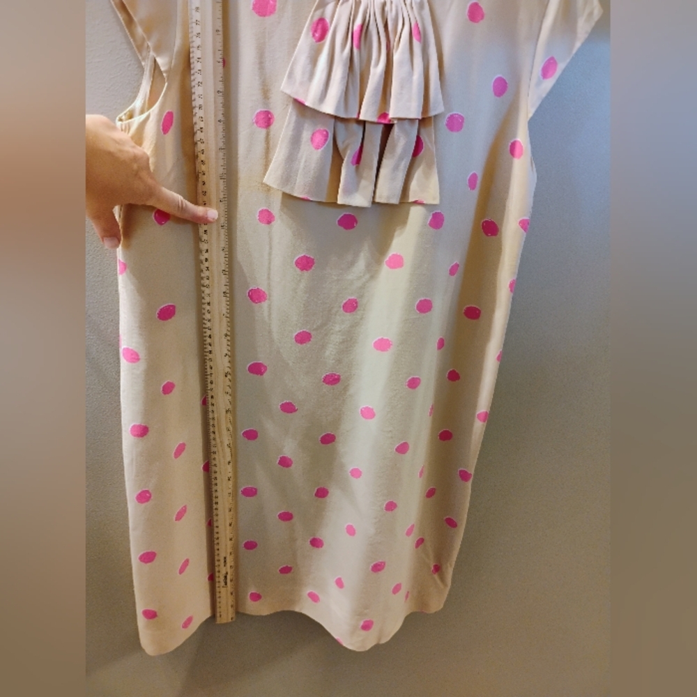 Kate Spade Shawna Silk Shift Dress Beige/Pink Polka Dot Size 8 - Picture 11 of 12